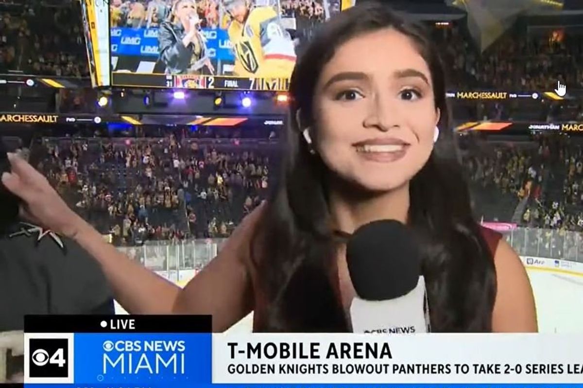 Samantha Rivera stiff-arms unruly hockey fan on live TV during the Stanley  Cup Finals in Las Vegas. During the brief altercation, she reminded the  audience That's the kind of fan you don't