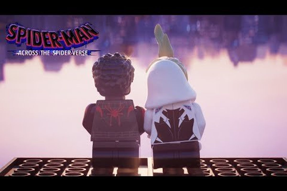 Scene from Spider-man Across the Spider-verse Lego trailer