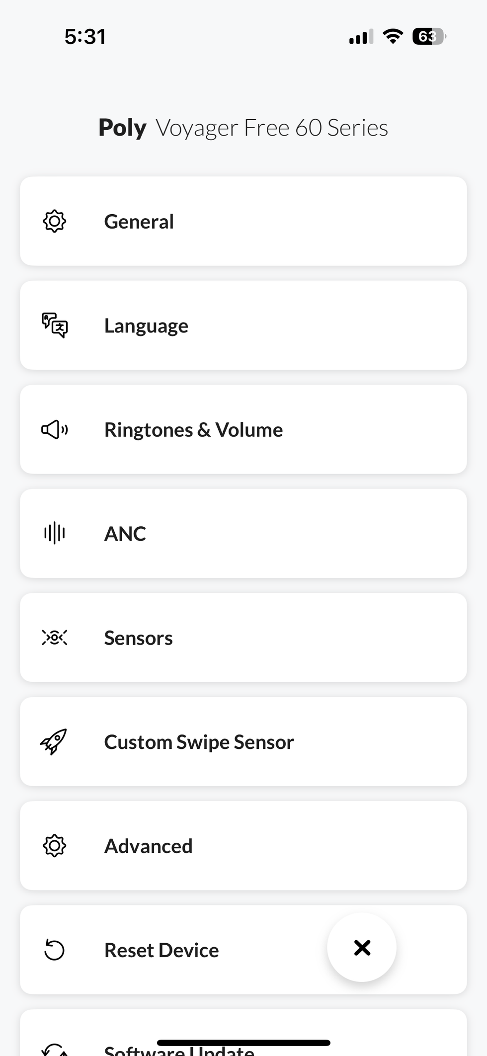 a screenshot of Poly Lens app settings