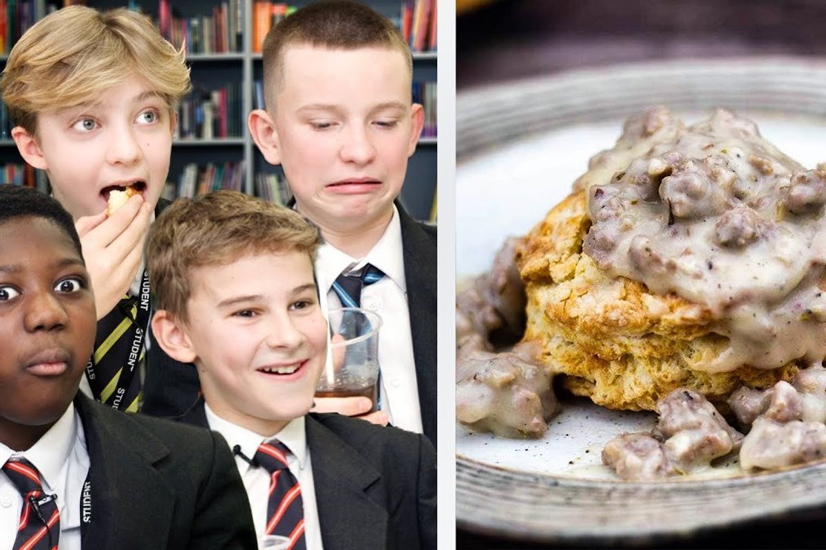 a group of boys; biscuits and gravy