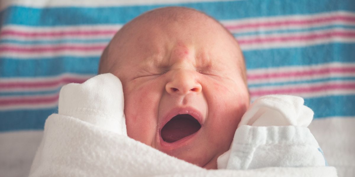 Newborn baby crying (perhaps over their interesting name)