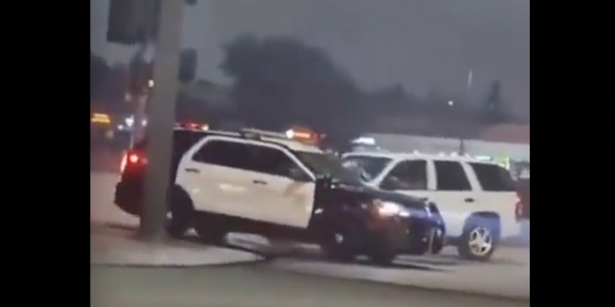 NextImg:Driver doing donuts repeatedly rams deputy, who fires single shot in response. When driver rams him yet again, deputy is all done playing.