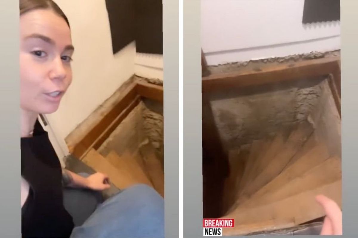 creepy staircase; secret staircase; woman finds staircase; old houses; viral tiktok