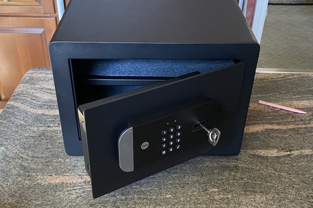 a photo of Yale Smart Safe opened with a Key
