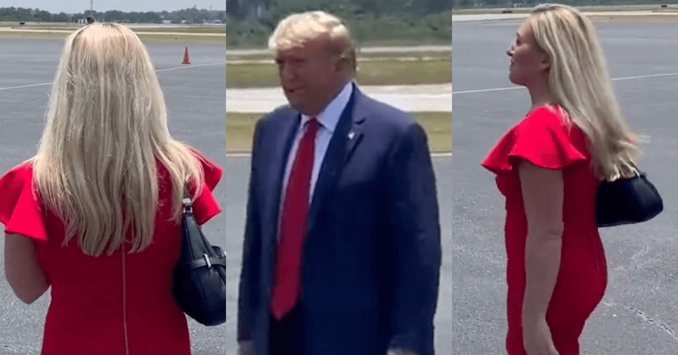 Twitter screenshots of Marjorie Taylor Greene and Donald Trump