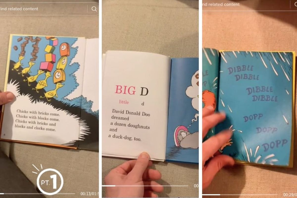 Side by side images of pages from Dr. Seuss books
