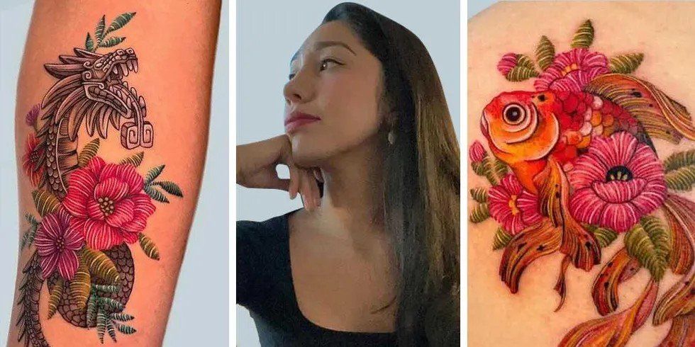 Mexican Tattooist Stitches Colorful Floral Tattoos Inspired by Her  Culture  Tatuaje de punto cruz Diseños de tatuaje de flores Tatuajes