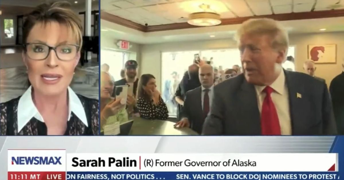 Screenshot of Sarah Palin featured on "Newsmax"