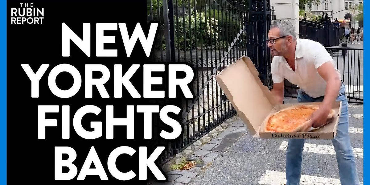 New York artist throws pizza at N.Y. city hall building: 'Give us pizza or give us death!'