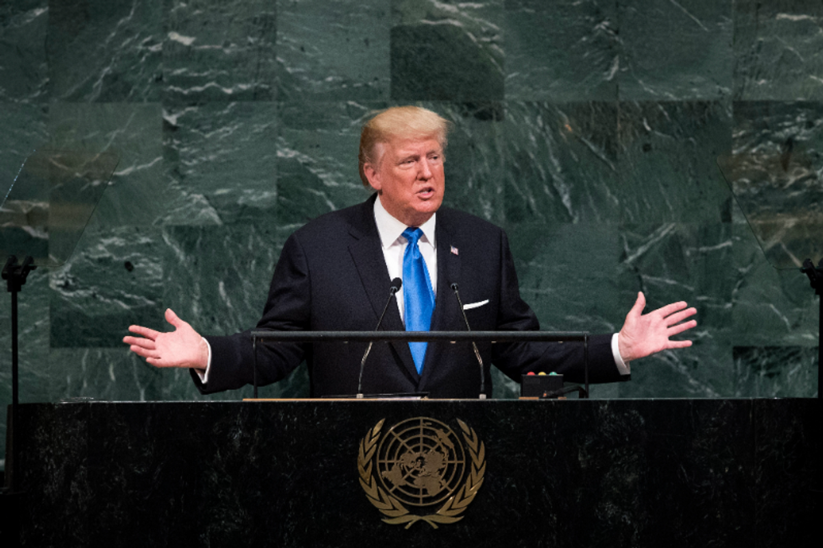 Donald Trump at the United Nations General Assembly in September 2018