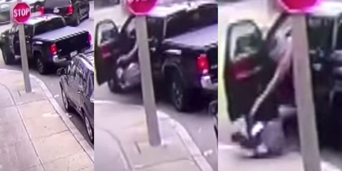 NextImg:Video shows thief pull over to abandon kidnapped baby on side of the street after stealing a truck from family