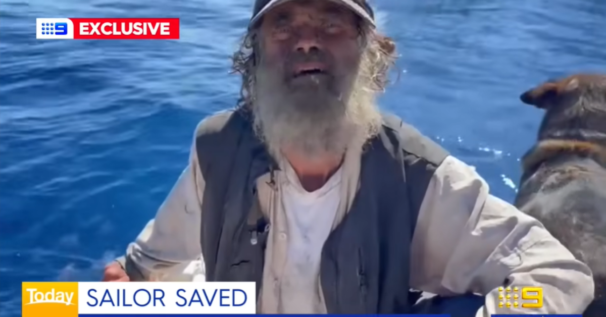 Tim Shaddock and his dog, Bella, rescued from the Pacific Ocean