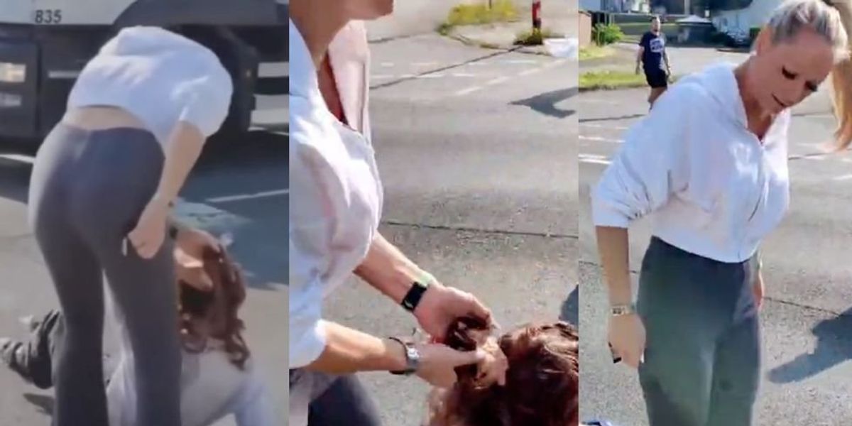 NextImg:Viral video shows angry woman dragging activist by the hair after climate protest blocks traffic