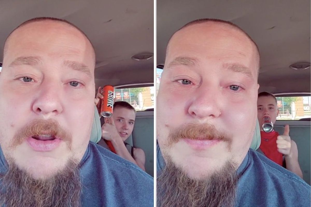 Dad and son sitting in car