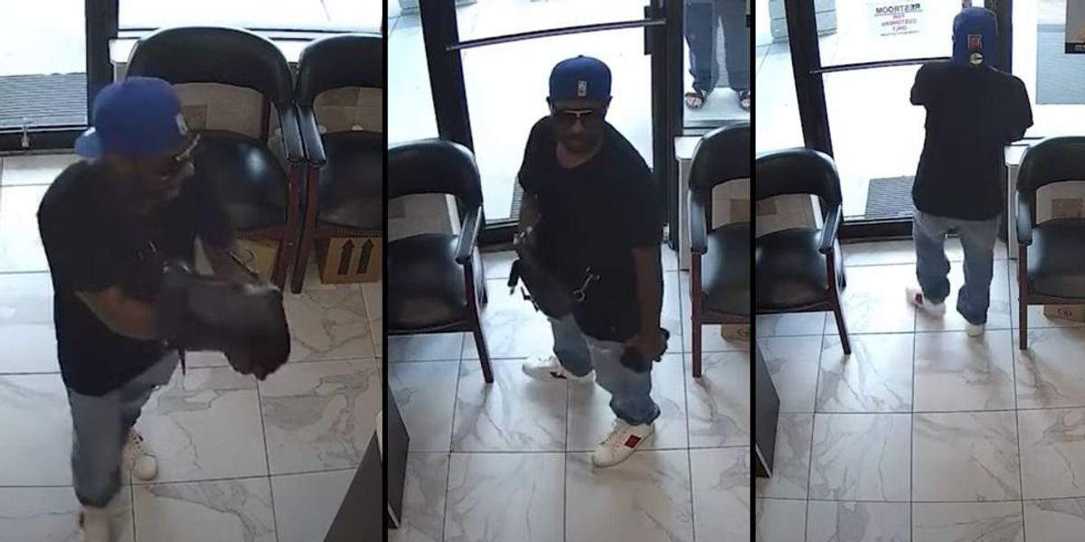 NextImg:Hilarious security video shows robber awkwardly leave nail salon after would-be victims simply ignore his threats