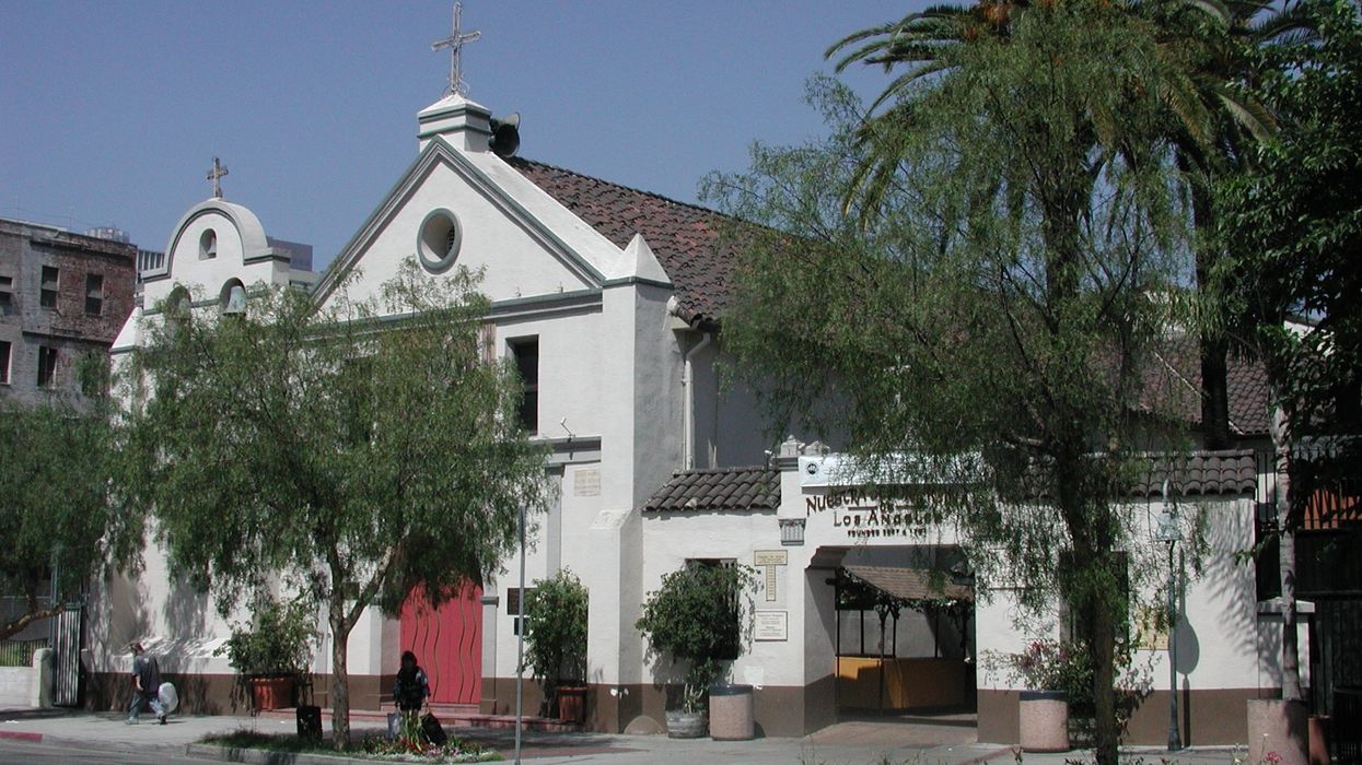 Photograph of La Placita Church (La Iglesia Nuestra Se\u00f1ora Reina de los Angeles) by Matthew D. Herrera