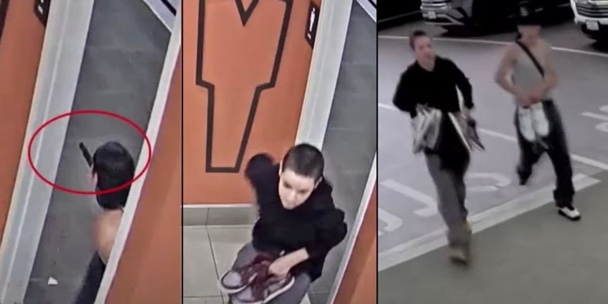 NextImg:VIDEO: Two thugs follow kids into bathroom at California shopping center and demand their sneakers at gunpoint
