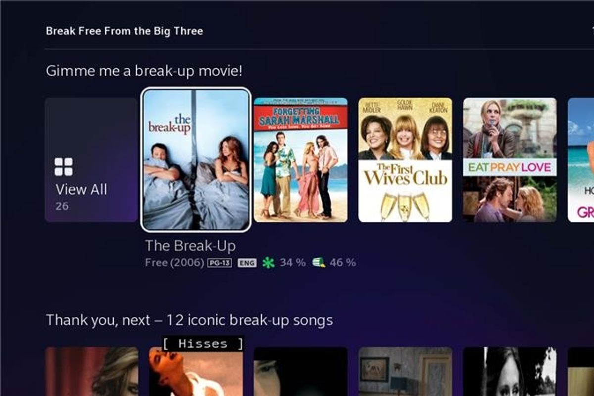 photo of break free progamming on Comcast Xfinity