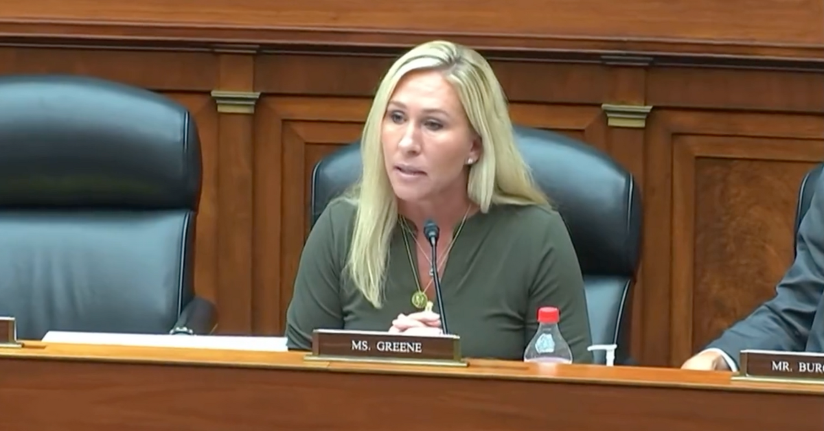 Twitter screenshot of Marjorie Taylor Green during House Oversight Hearing