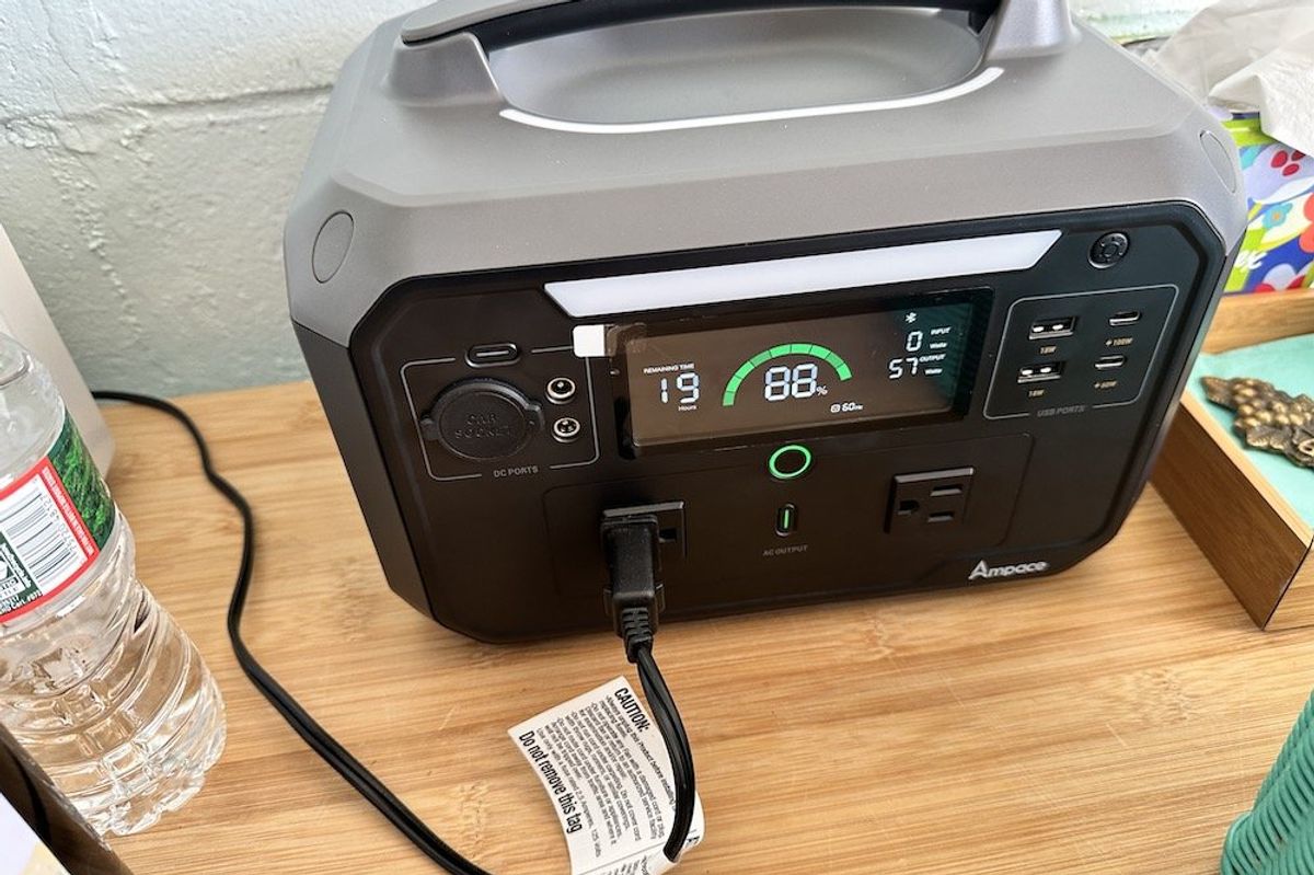 a photo of Ampace Andes 600 Pro Portable Power Station on a countertop