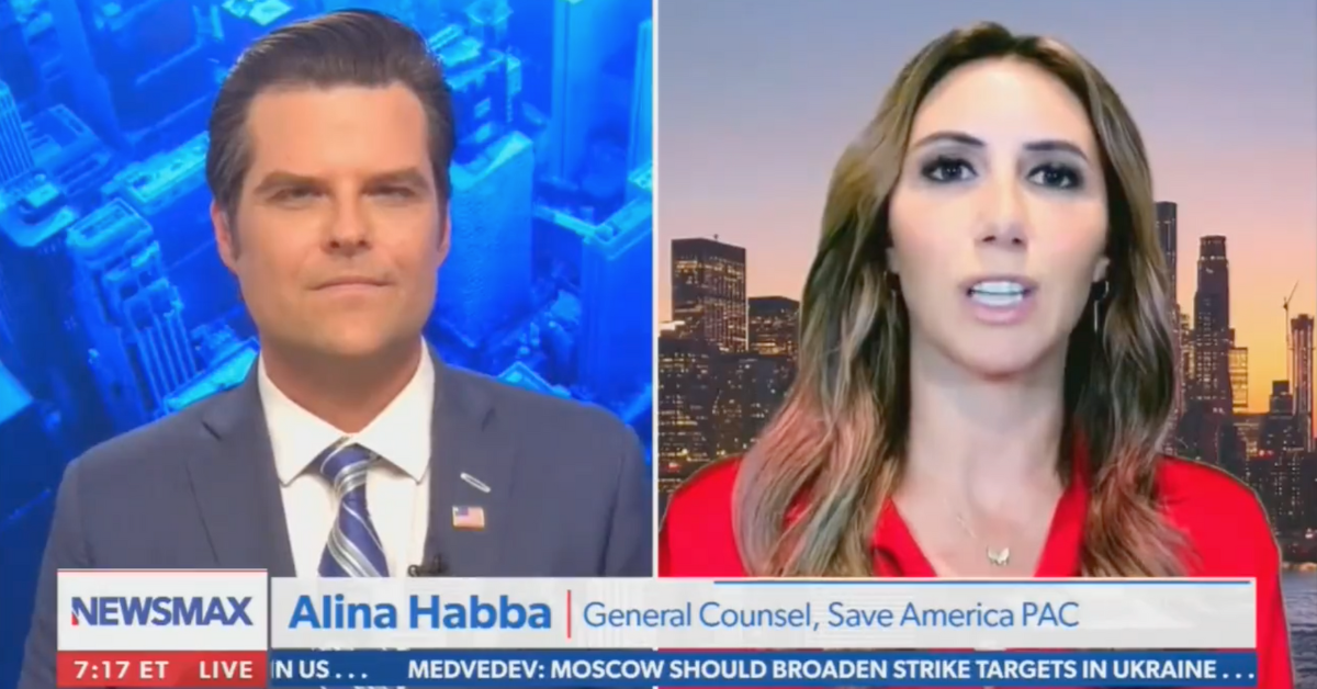 Newsmax screenshot of Matt Gaetz and Alina Habba