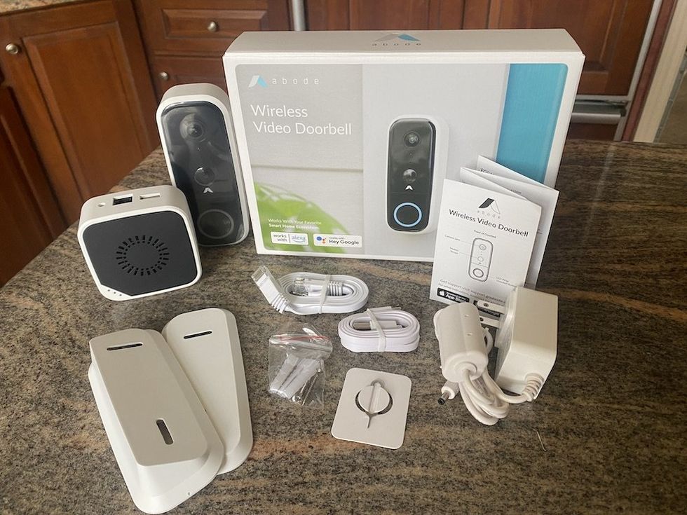 a photo of Abode Wireless Video Doorbell unboxed