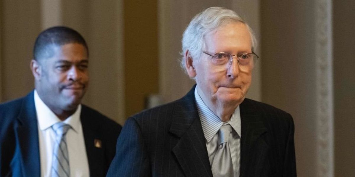 NextImg:Mitch McConnell uses scary freeze-up incident to troll Joe Biden: 'Gotta watch those sandbags!'