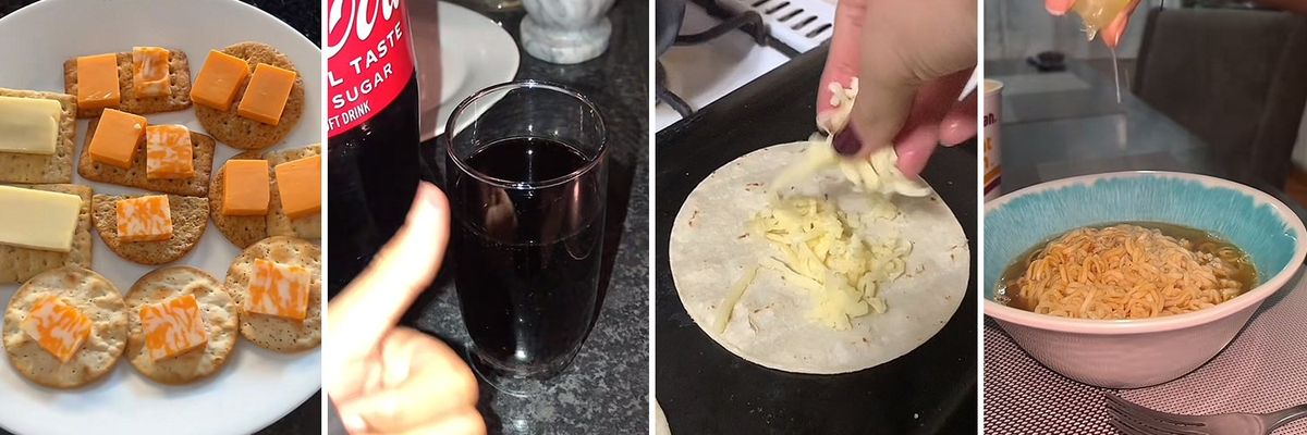 screenshots from the tiktok "girl dinner" trends