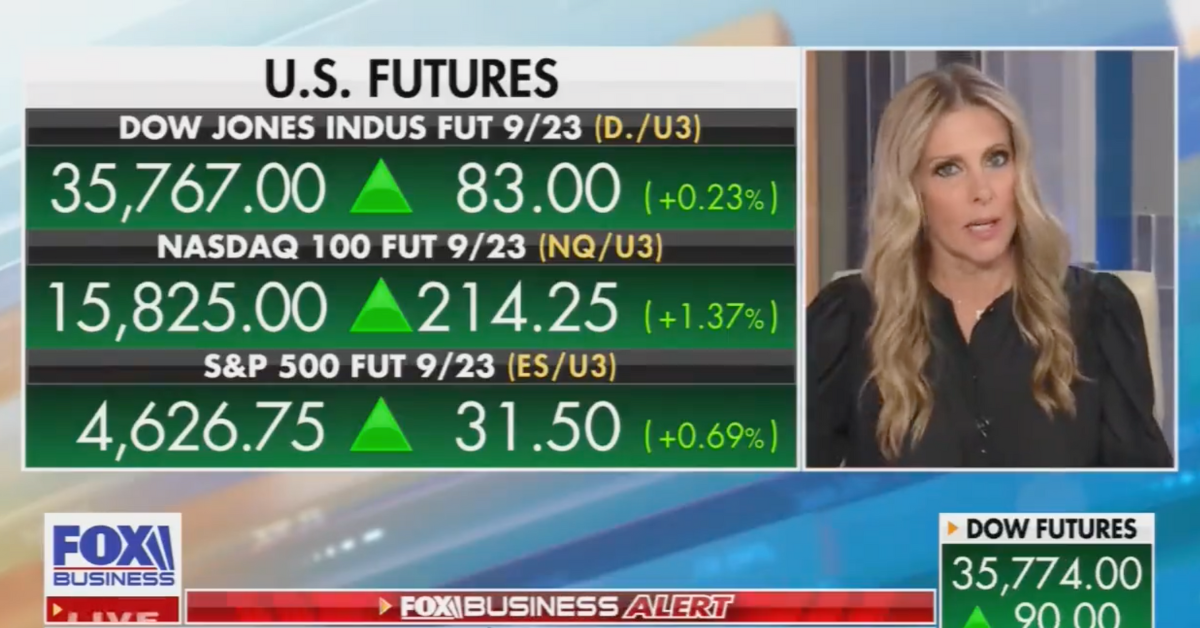 Fox Business screenshot of Cheryl Casone discussing the recent economic numbers