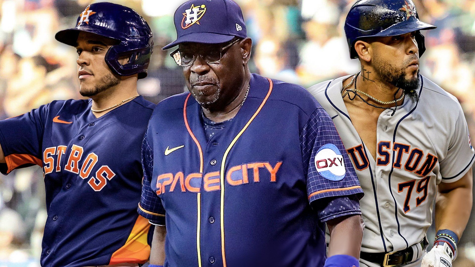 Astros Yainer Diaz, Dusty Baker, Jose Abreu