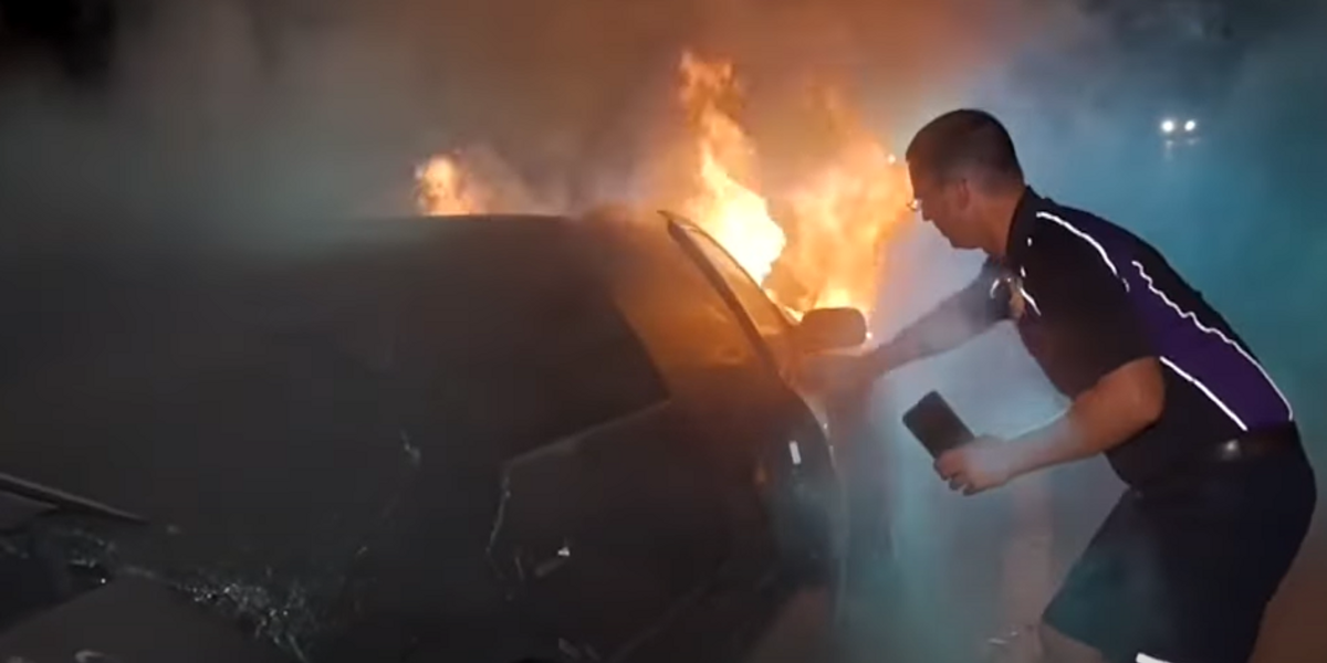 NextImg:Viral video shows 'hero' FedEx driver save man from fiery car crash: 'I just happened to be the right guy'