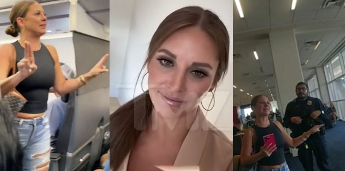 NextImg:New video emerges of American Airlines passenger's viral freakout with her cursing at police and saying the plane will blow up, Tiffany Gomas issues emotional apology
