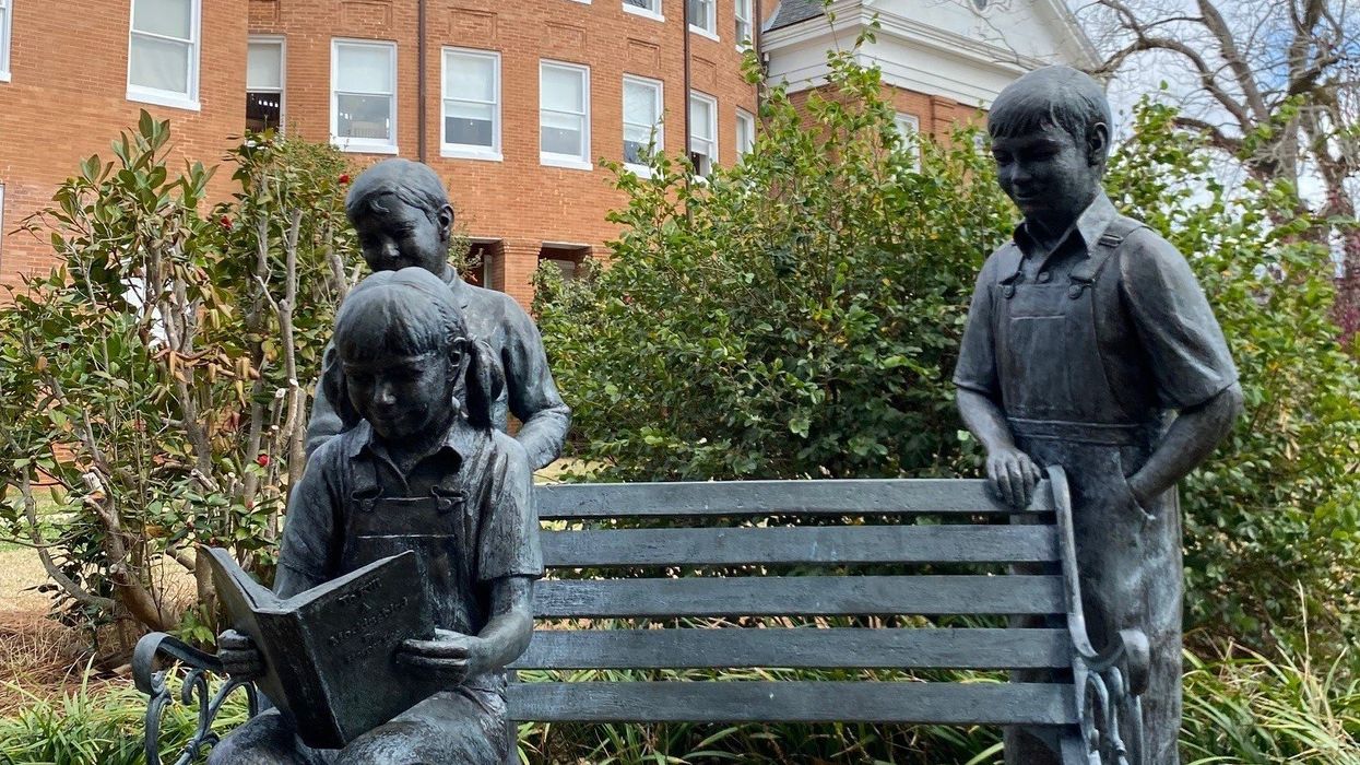 "To Kill a Mockingbird" statues outside the Monroeville, Alabama Courthouse.