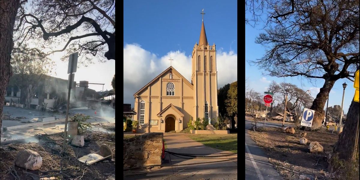 Historic church spared by the Maui fires towers above ash and rubble: 'It's like a miracle'