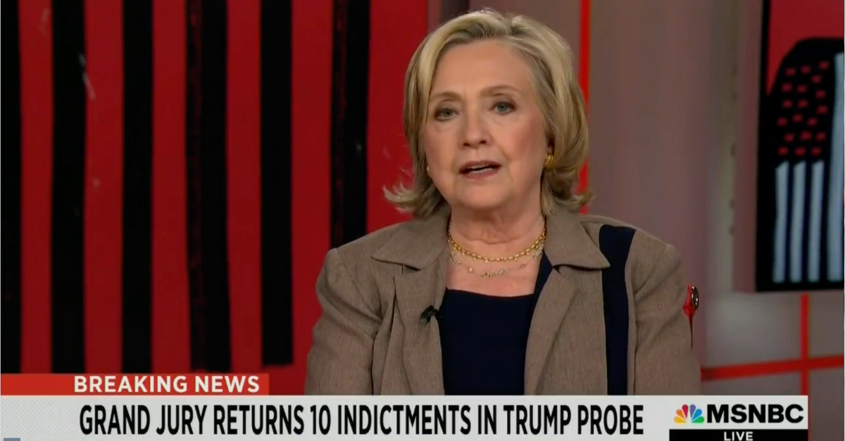 MSNBC screenshot of Hillary Clinton