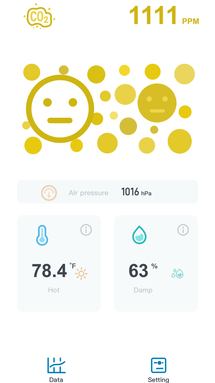 INKBIRD app showing average air quality in the room