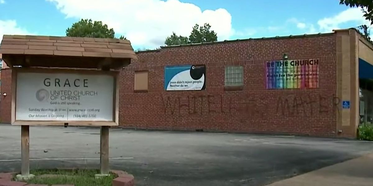 NextImg:Liberal church in St. Louis vandalized with 'White Lives Matter' message