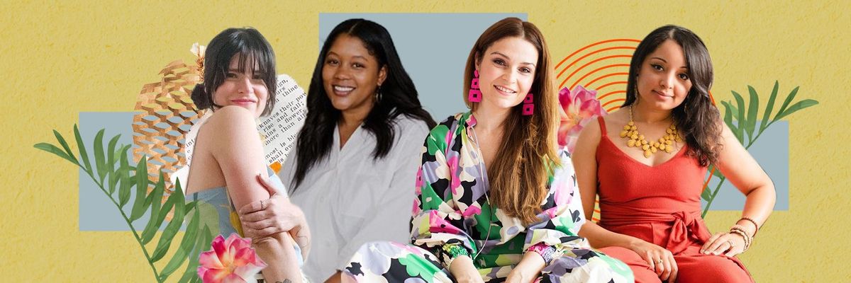 a collage featuring four latina home decor gurus