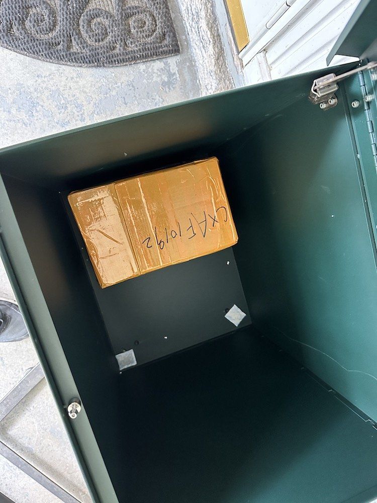 Photo of a package placed inside Loxx Boxx
