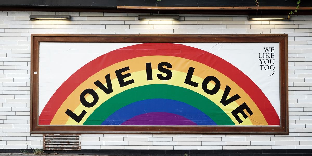 A "Love is Love" wall mural