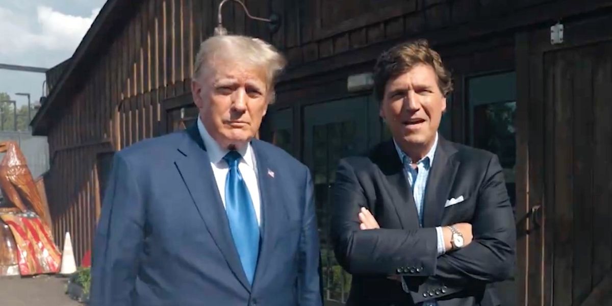 NextImg:Trump garners tens of millions of views with Tucker Carlson interview to compete against Fox News GOP debate