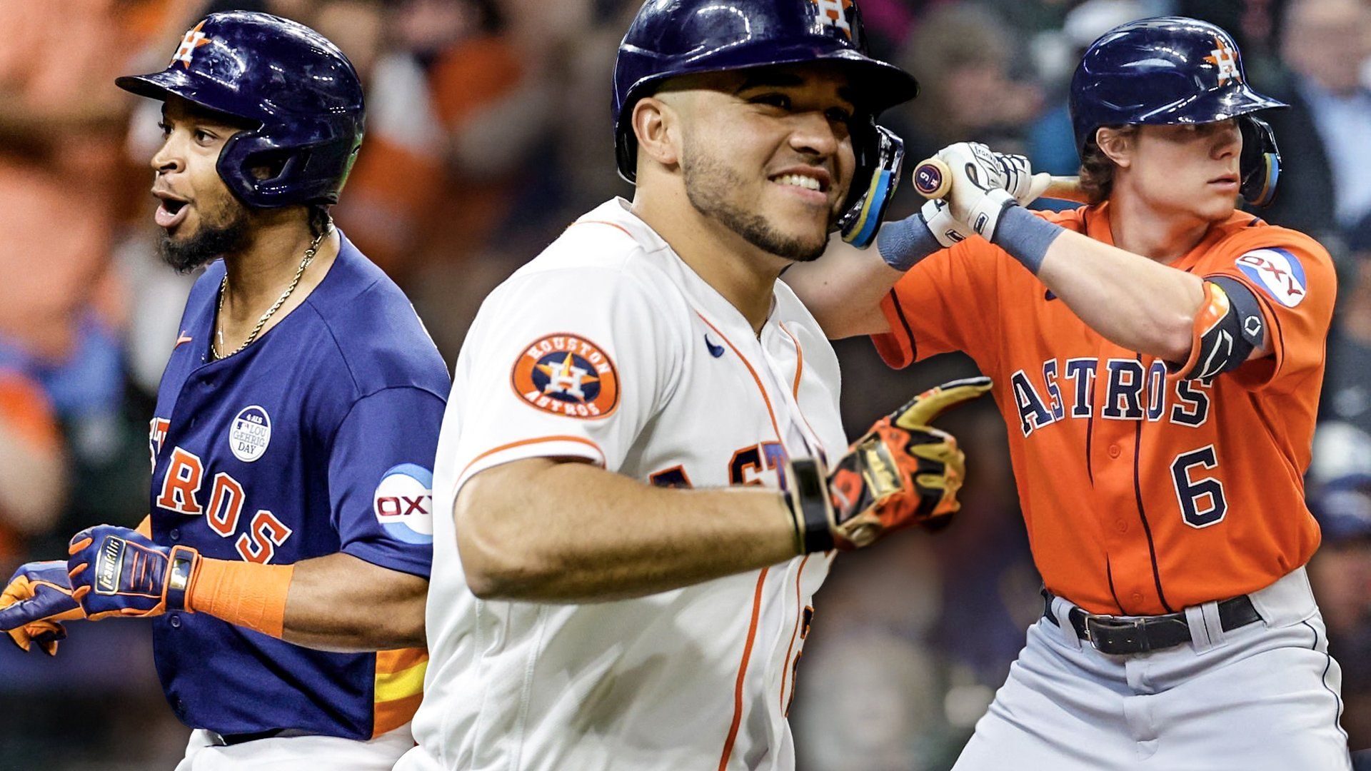 Astros Corey Julks, Yainer Diaz, Jake Meyers