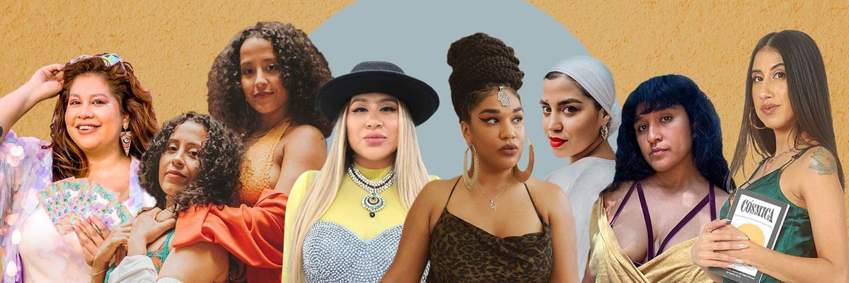 A collage featuring Latina spirituality and wellness influencers