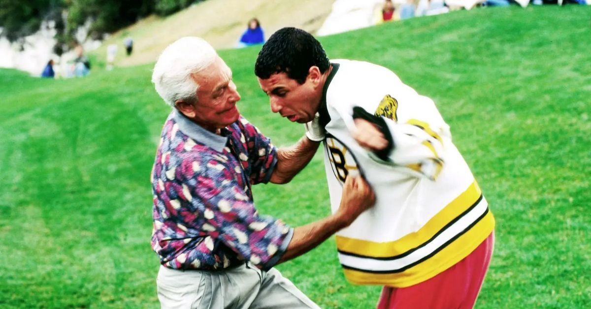 Bob Baker punching and Adam Sandler in "Happy Gilmore" scene