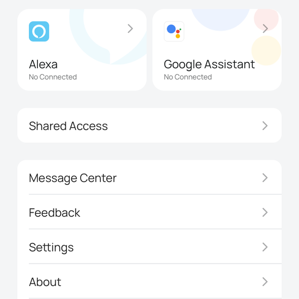 A screen shot of Google Assistant and Amazon Alexa integration set up in Dreo app