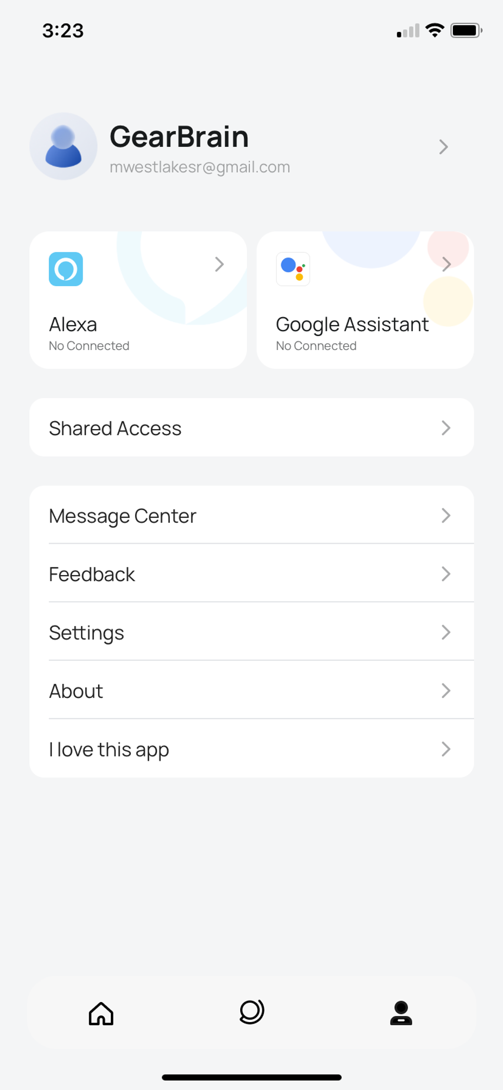 A screen shot of Google Assistant and Amazon Alexa integration set up in Dreo app