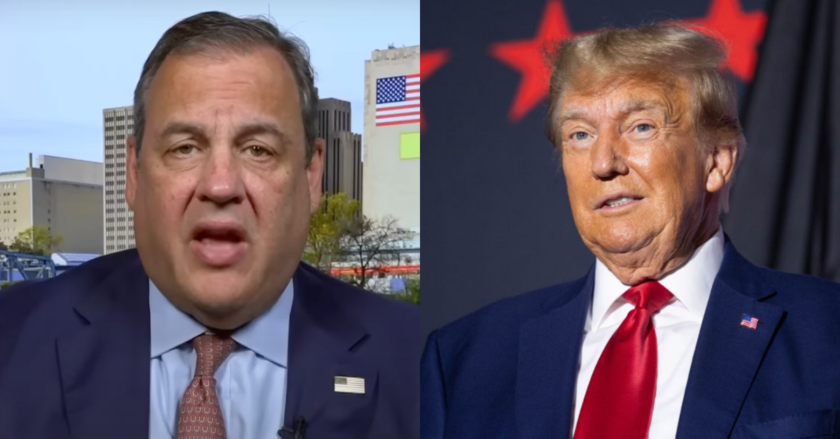 MSNBC screenshot of Chris Christie; Donald Trump