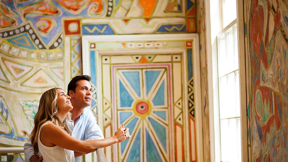 Two people look at exhibits at the Walter Anderson Museum of Art in Ocean Springs.