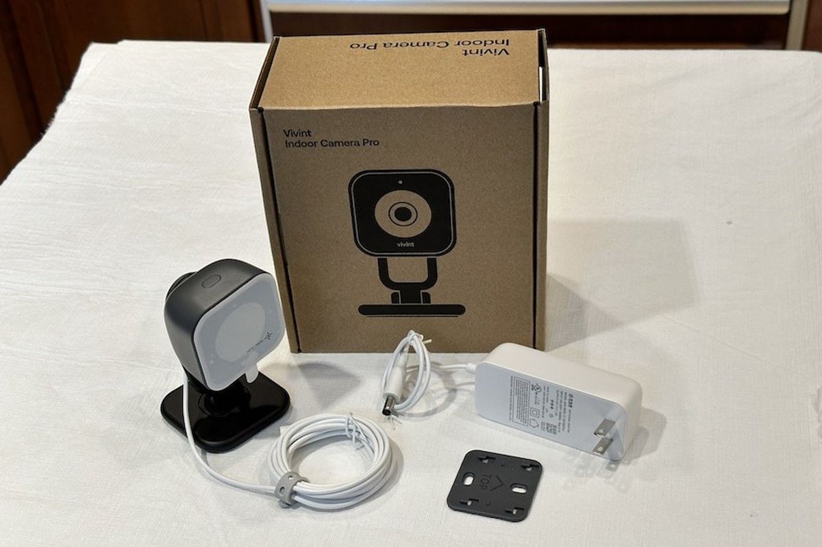 a photo of Vivint Indoor Camera Pro unboxed
