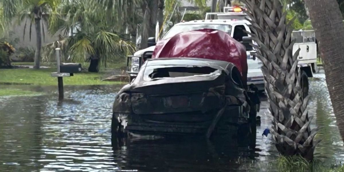 NextImg:Electric vehicle owners learn the hard way what happens when salt water floods their climate-friendly car